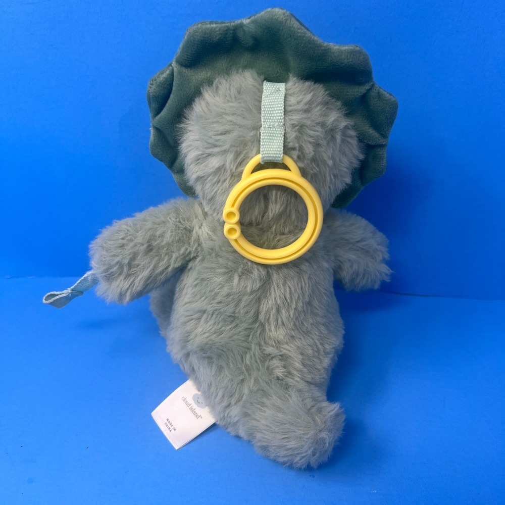 Cloud Island Triceratops Baby Rattle Plush Green Animal Nursery Sensory Toy - Picture 8 of 14